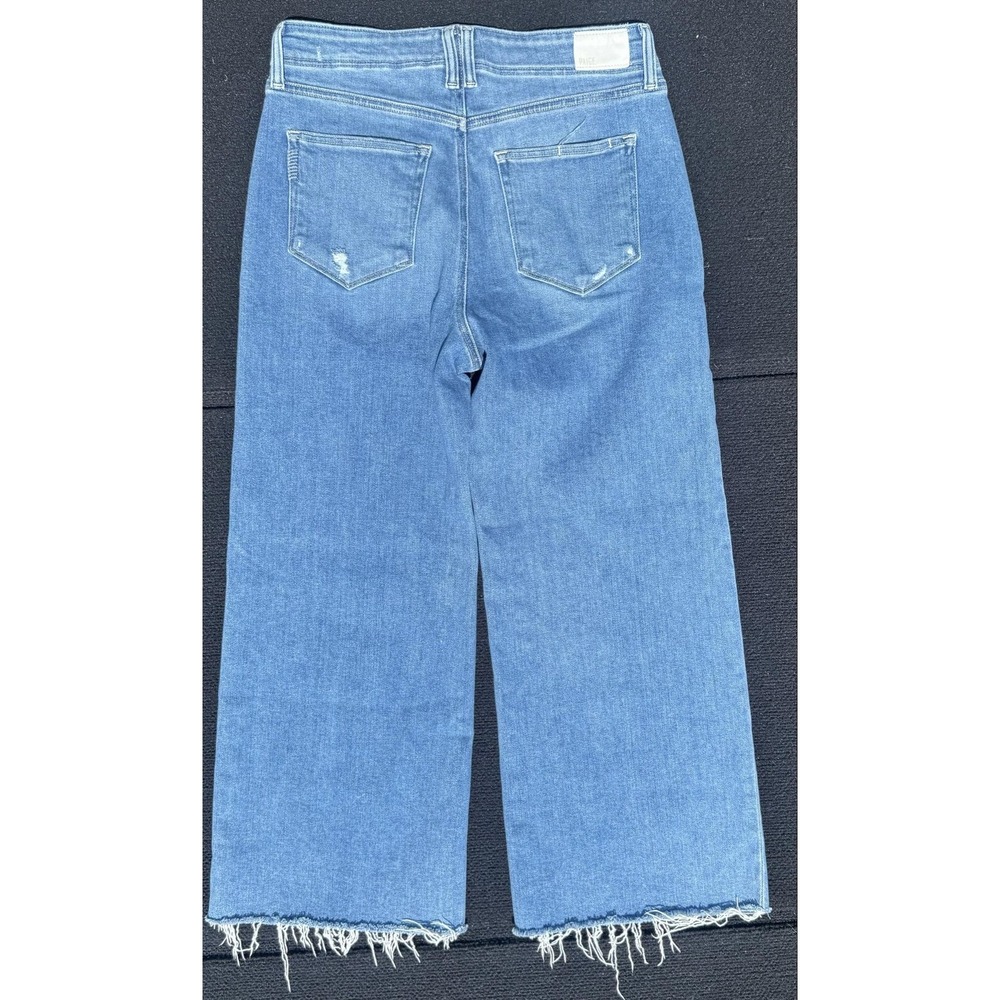 PAIGE Anessa High Rise Patch Pocket Wide Leg Jeans Bebop Raw Hem Crop Size 30 - Picture 4 of 10